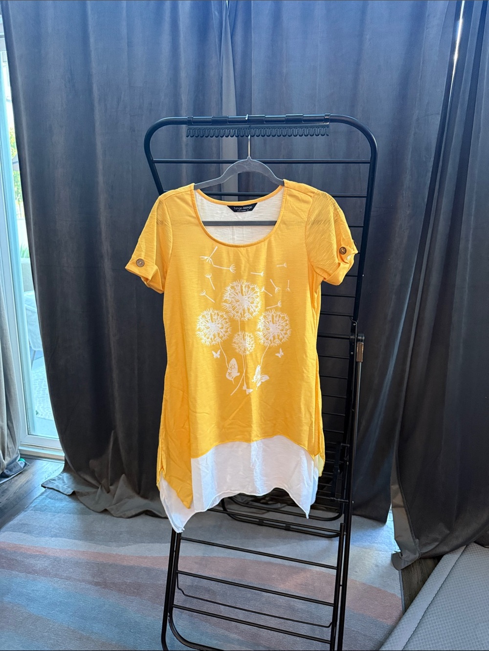 Yellow Dandelion Short Sleeve Layered Tunic - Unknown Brand
